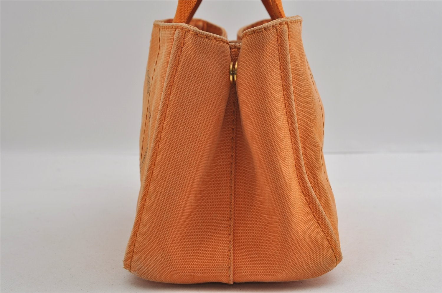 Authentic PRADA Vintage Canapa SS Canvas Hand Tote Bag Purse Orange 2736I