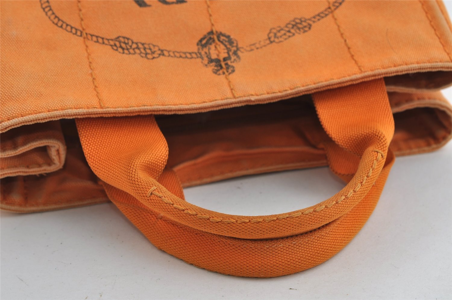 Authentic PRADA Vintage Canapa SS Canvas Hand Tote Bag Purse Orange 2736I