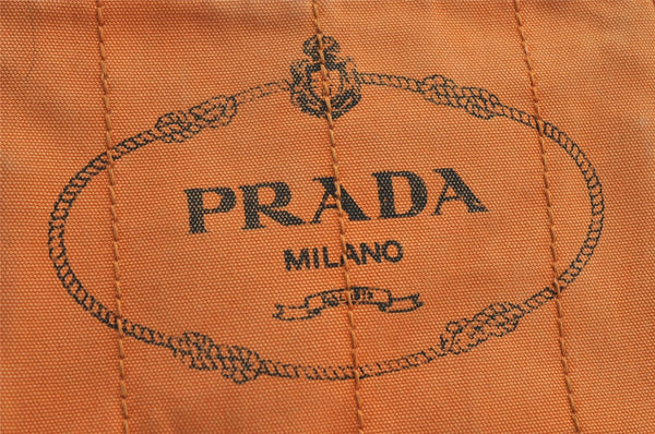 Authentic PRADA Vintage Canapa SS Canvas Hand Tote Bag Purse Orange 2736I