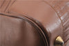 Authentic MARIO VALENTINO V Logo Hand Boston Bag Purse Leather Brown 2737E