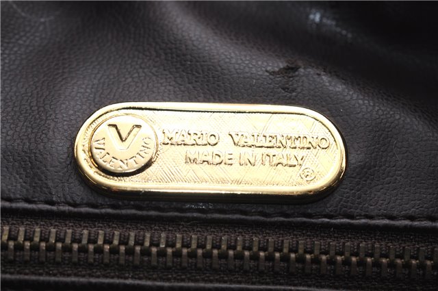 Authentic MARIO VALENTINO V Logo Hand Boston Bag Purse Leather Brown 2737E