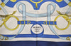 Authentic HERMES Carre 90 Scarf "Eperon d'Or" Silk Blue 2737F