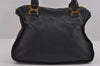 Authentic Chloe Marcie Medium Vintage Shoulder Hand Bag Leather Black 2737I