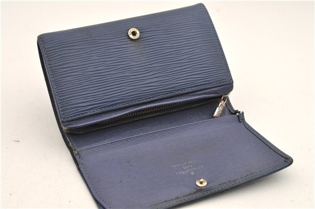 Auth Louis Vuitton Epi Porte Monnaie Billets Tresor Wallet Blue M63505 LV 2738E