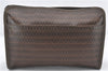 Authentic MARIO VALENTINO V Logo Clutch Hand Bag Purse PVC Leather Brown 2741E