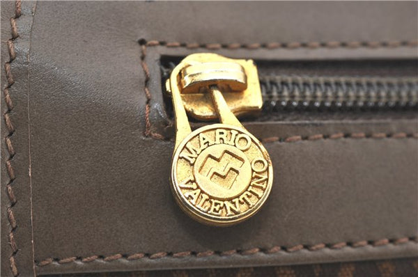 Authentic MARIO VALENTINO V Logo Clutch Hand Bag Purse PVC Leather Brown 2741E