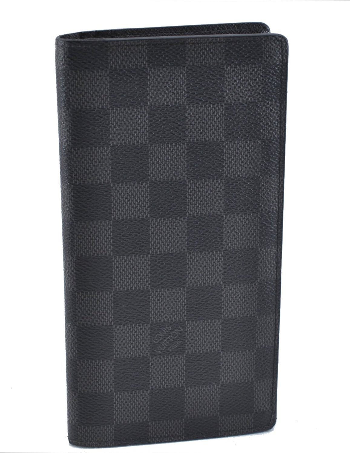 Authentic Louis Vuitton Damier Graphite Portefeuille Brazza N62665 Wallet 2742F