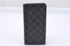 Authentic Louis Vuitton Damier Graphite Portefeuille Brazza N62665 Wallet 2742F