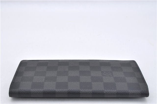 Authentic Louis Vuitton Damier Graphite Portefeuille Brazza N62665 Wallet 2742F