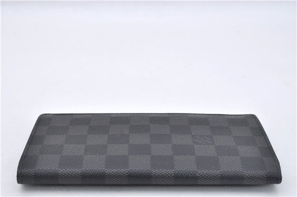 Authentic Louis Vuitton Damier Graphite Portefeuille Brazza N62665 Wallet 2742F