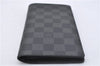 Authentic Louis Vuitton Damier Graphite Portefeuille Brazza N62665 Wallet 2742F