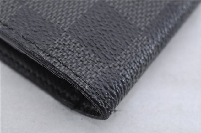 Authentic Louis Vuitton Damier Graphite Portefeuille Brazza N62665 Wallet 2742F