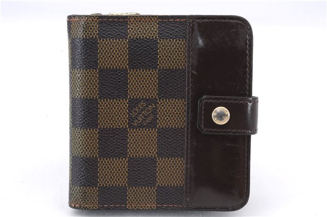 Authentic Louis Vuitton Damier Compact Zip Bifold Wallet Purse N61668 LV 2747E