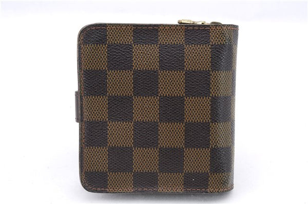 Authentic Louis Vuitton Damier Compact Zip Bifold Wallet Purse N61668 LV 2747E