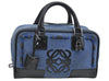 Authentic LOEWE Amazona 28 Anagram Hand Boston Bag Suede Enamel Blue 2747H