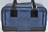 Authentic LOEWE Amazona 28 Anagram Hand Boston Bag Suede Enamel Blue 2747H