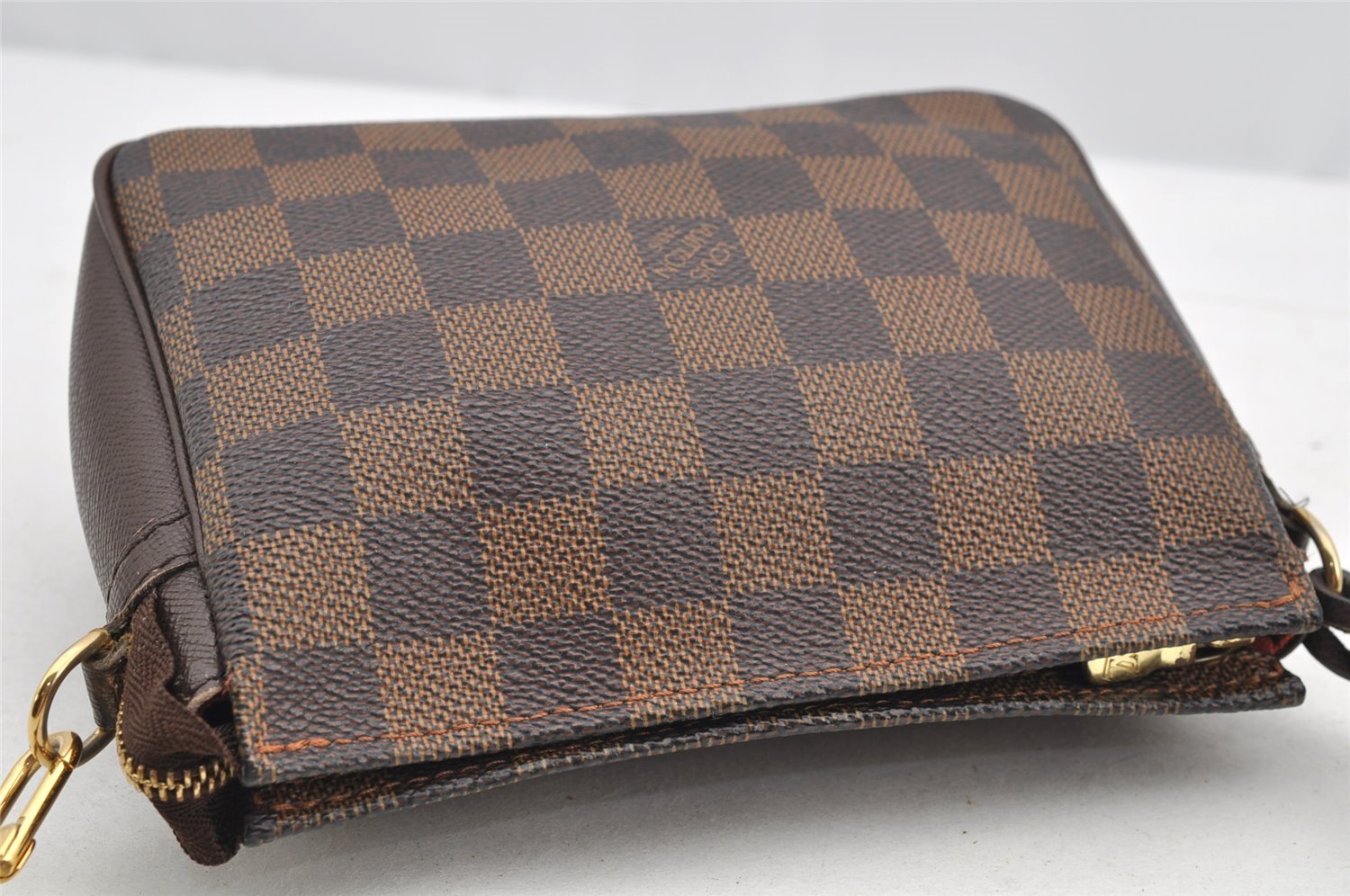 Authentic Louis Vuitton Damier Trousse Makeup Hand Bag Pouch N51982 LV 2748I