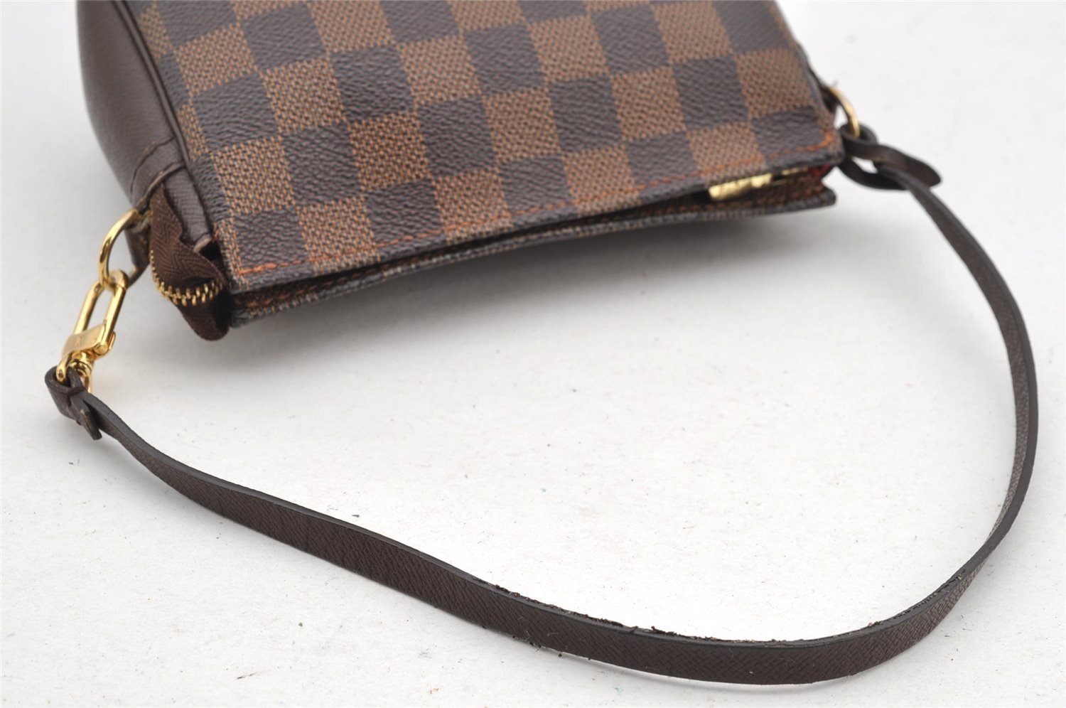 Authentic Louis Vuitton Damier Trousse Makeup Hand Bag Pouch N51982 LV 2748I