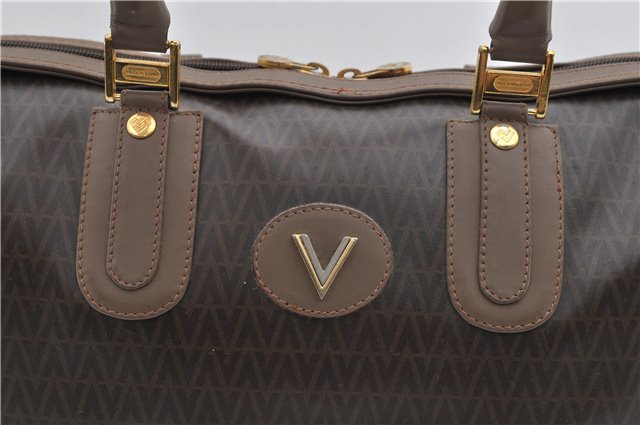 Authentic MARIO VALENTINO V Logo Shoulder Hand Bag Purse PVC Leather Brown 2750E