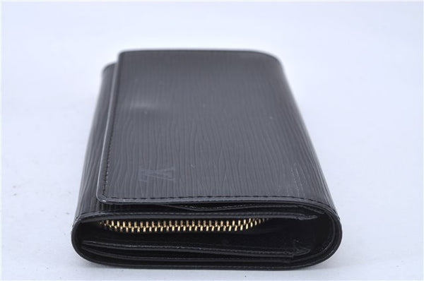 Auth Louis Vuitton Epi Porte Monnaie Billets Tresor Wallet Black M63502 LV 2750F