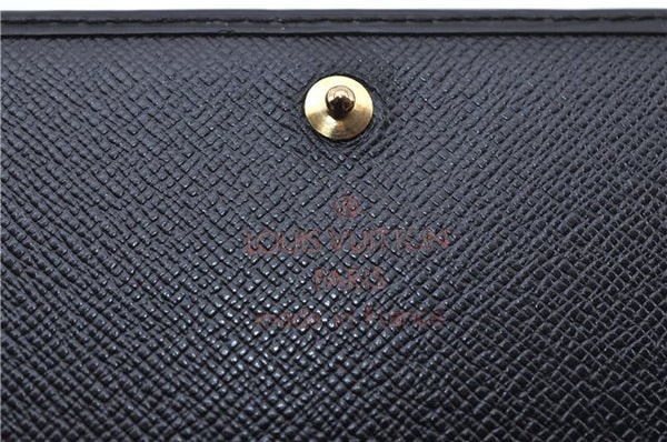 Auth Louis Vuitton Epi Porte Monnaie Billets Tresor Wallet Black M63502 LV 2750F