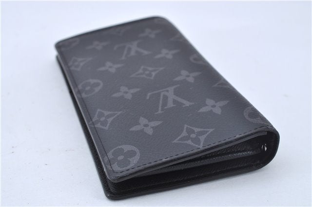 Auth Louis Vuitton Monogram Eclipse Portefeuille Brazza Wallet M61697 LV 2751F