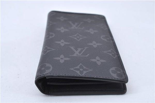 Auth Louis Vuitton Monogram Eclipse Portefeuille Brazza Wallet M61697 LV 2751F