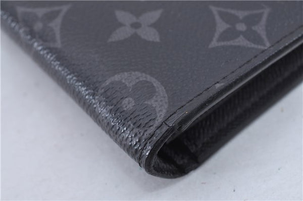 Auth Louis Vuitton Monogram Eclipse Portefeuille Brazza Wallet M61697 LV 2751F