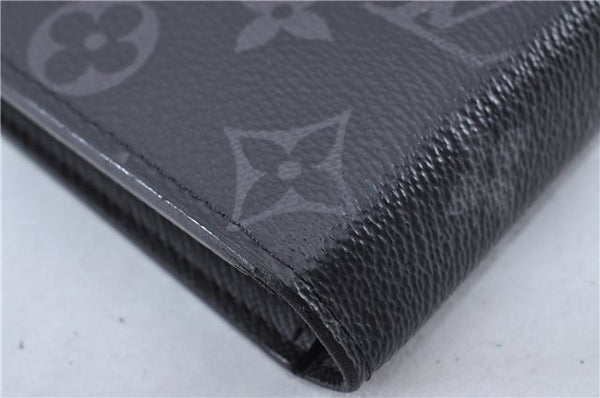 Auth Louis Vuitton Monogram Eclipse Portefeuille Brazza Wallet M61697 LV 2751F