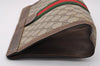 Authentic GUCCI Web Sherry Line Clutch Hand Bag GG PVC Leather Brown Junk 2753I
