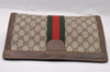 Authentic GUCCI Web Sherry Line Clutch Hand Bag GG PVC Leather Brown Junk 2753I