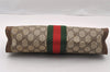 Authentic GUCCI Web Sherry Line Clutch Hand Bag GG PVC Leather Brown Junk 2753I