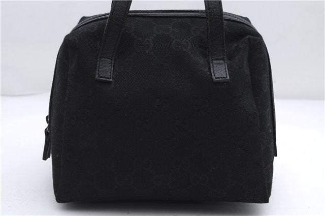 Authentic GUCCI Vintage Hand Bag Purse GG Canvas Leather Black 2754E