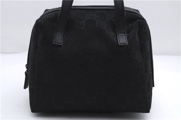 Authentic GUCCI Vintage Hand Bag Purse GG Canvas Leather Black 2754E