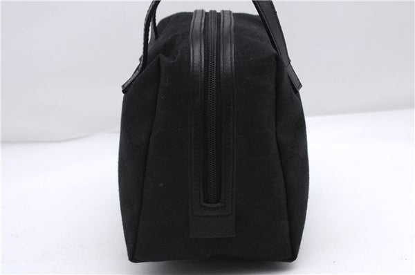 Authentic GUCCI Vintage Hand Bag Purse GG Canvas Leather Black 2754E