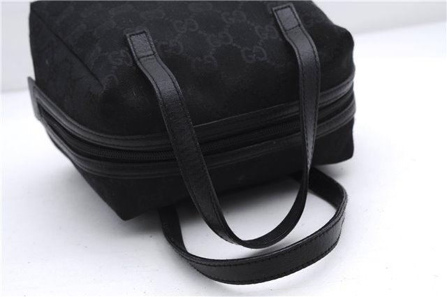 Authentic GUCCI Vintage Hand Bag Purse GG Canvas Leather Black 2754E