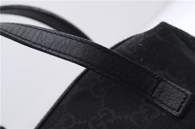 Authentic GUCCI Vintage Hand Bag Purse GG Canvas Leather Black 2754E