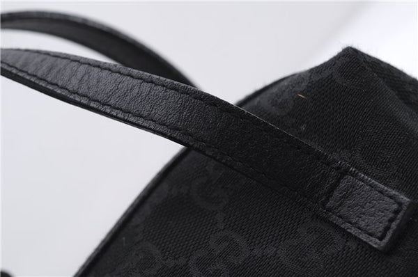 Authentic GUCCI Vintage Hand Bag Purse GG Canvas Leather Black 2754E