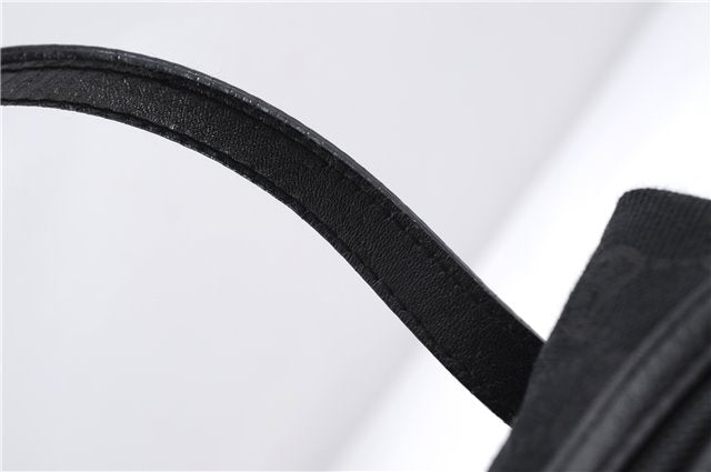 Authentic GUCCI Vintage Hand Bag Purse GG Canvas Leather Black 2754E