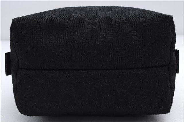 Authentic GUCCI Vintage Hand Bag Purse GG Canvas Leather Black 2754E