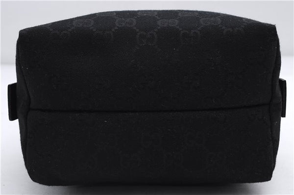 Authentic GUCCI Vintage Hand Bag Purse GG Canvas Leather Black 2754E