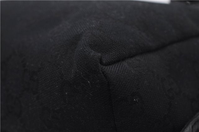 Authentic GUCCI Vintage Hand Bag Purse GG Canvas Leather Black 2754E