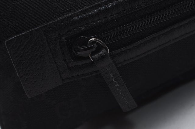 Authentic GUCCI Vintage Hand Bag Purse GG Canvas Leather Black 2754E