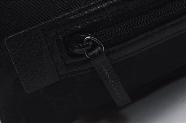 Authentic GUCCI Vintage Hand Bag Purse GG Canvas Leather Black 2754E