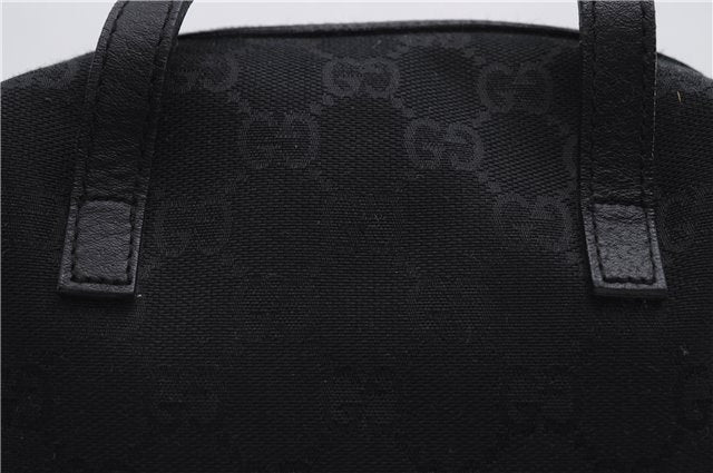 Authentic GUCCI Vintage Hand Bag Purse GG Canvas Leather Black 2754E