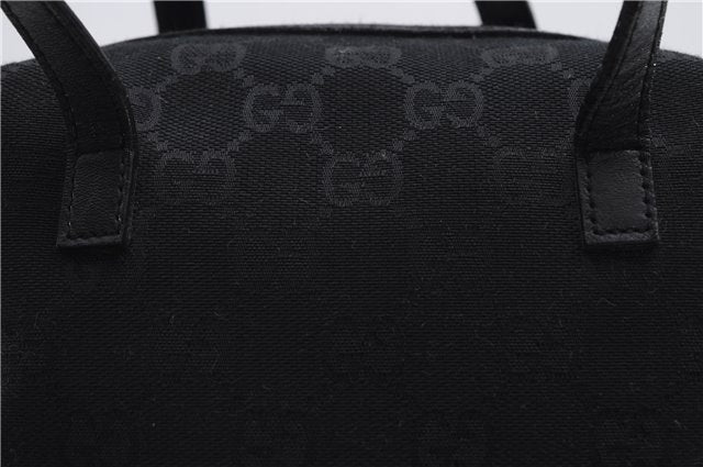 Authentic GUCCI Vintage Hand Bag Purse GG Canvas Leather Black 2754E