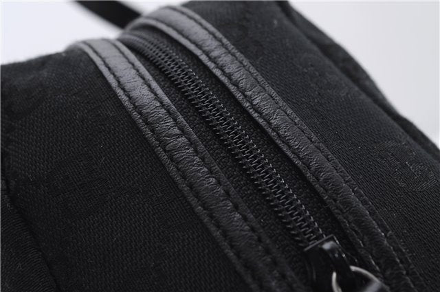 Authentic GUCCI Vintage Hand Bag Purse GG Canvas Leather Black 2754E