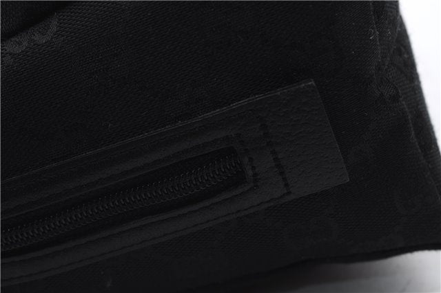 Authentic GUCCI Vintage Hand Bag Purse GG Canvas Leather Black 2754E