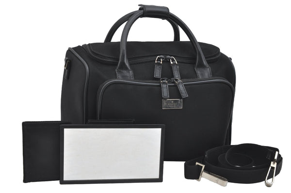 Authentic GUCCI 2Way Shoulder Hand Bag Nylon Leather 0130092 Black 2754I