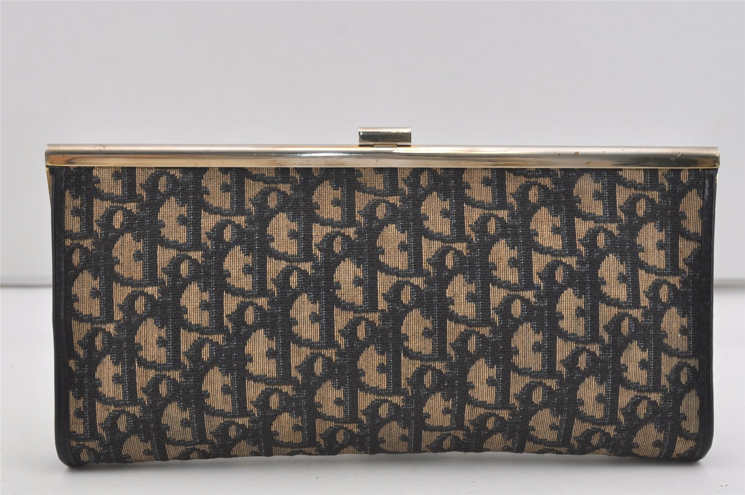 Authentic Christian Dior Trotter Clutch Hand Bag Purse Canvas Leather Blue 2755I